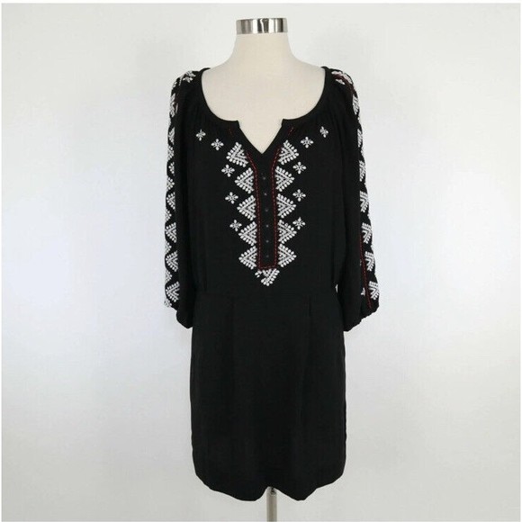 Nanette Lepore Mariachi Sheath Womens Boho Dress Size 6 Embroidered Black NEW - Picture 9 of 16